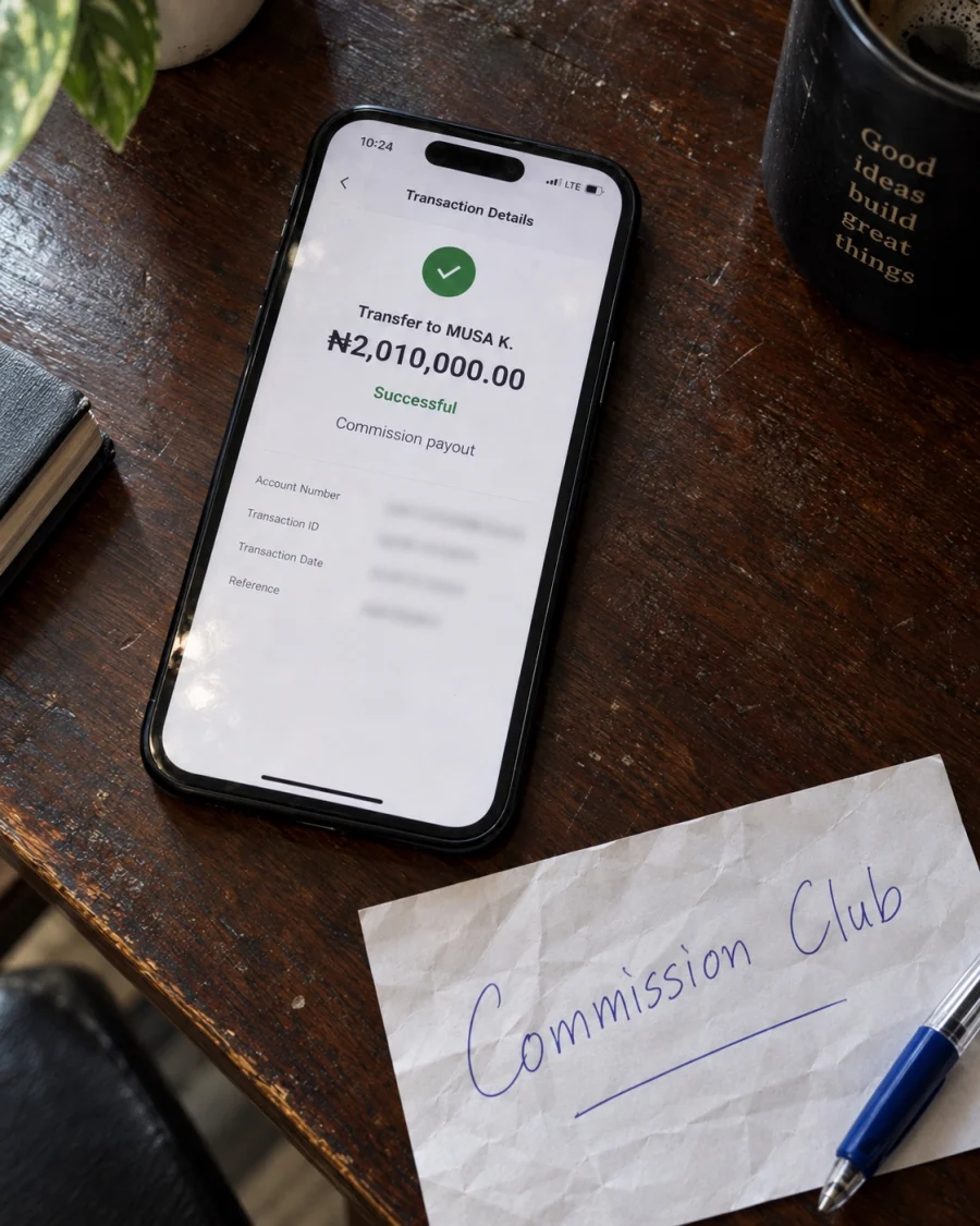 Commission Club payout photo ready to insert into a creator video